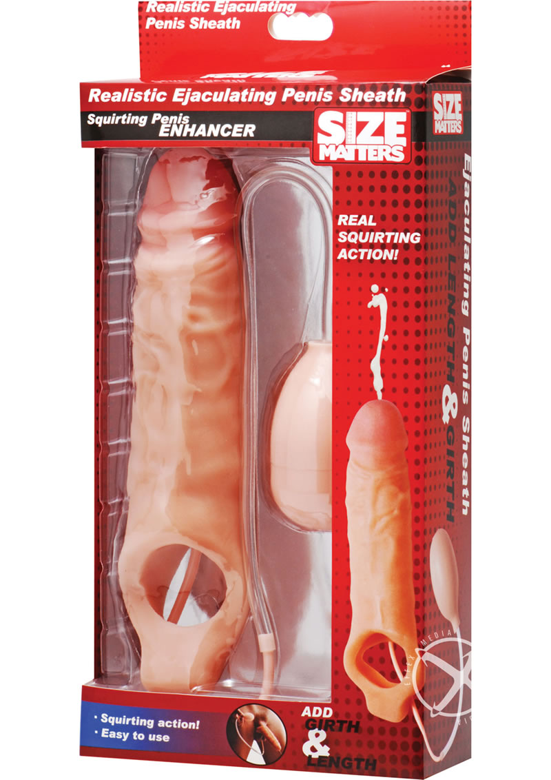 Size Matters Realistic Ejaculating Penis Enlargement Sheath - Vanilla