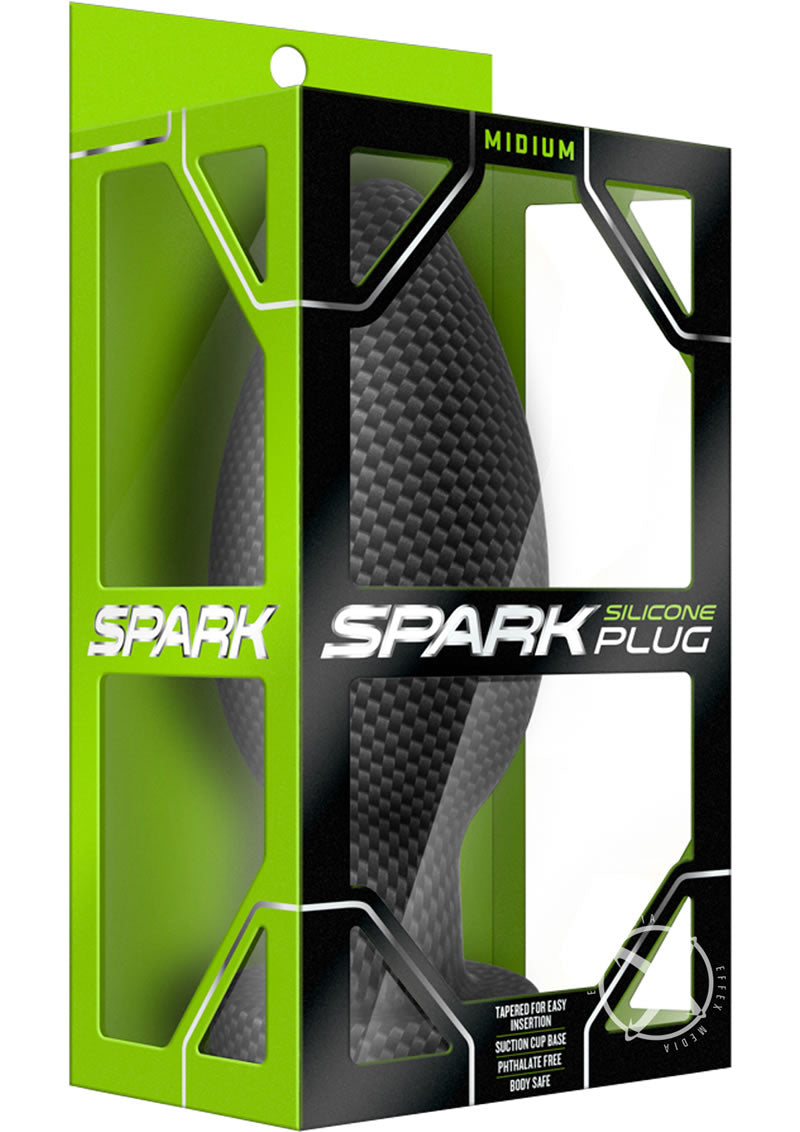 Spark Silicone Butt Plug - Medium - Carbon Fiber - Black - Medium