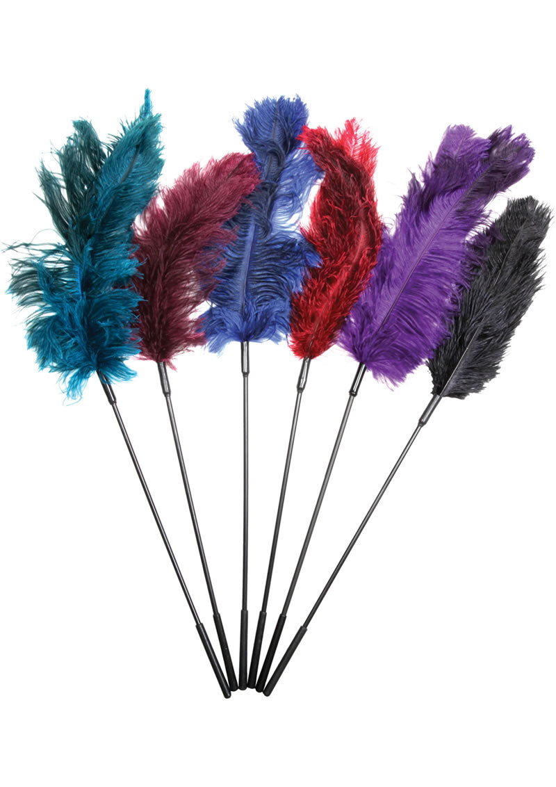 Sportsheets Ostrich Feather Tickler - Assorted Colors - 6 Pack