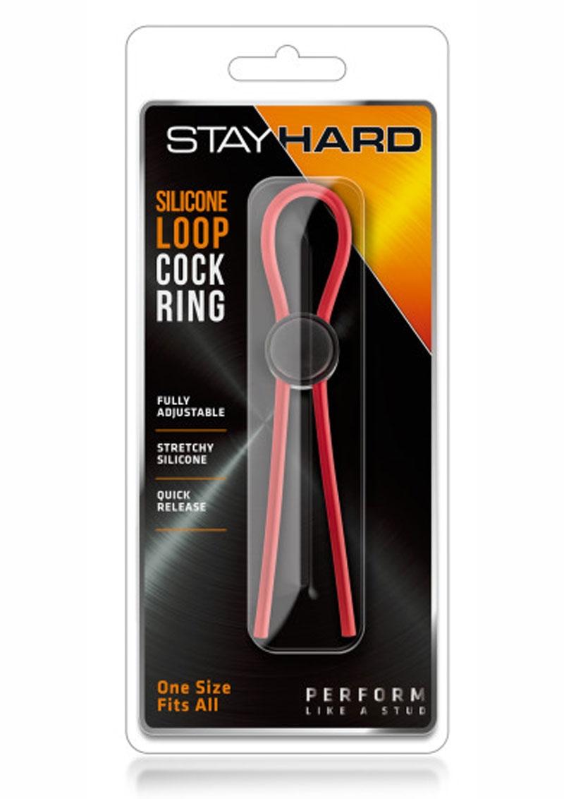 Stay Hard Silicone Loop Cock Ring - Red