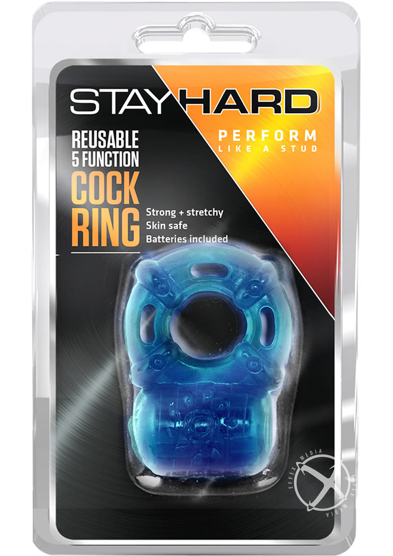 Stay Hard Vibrating Cock Ring - Blue