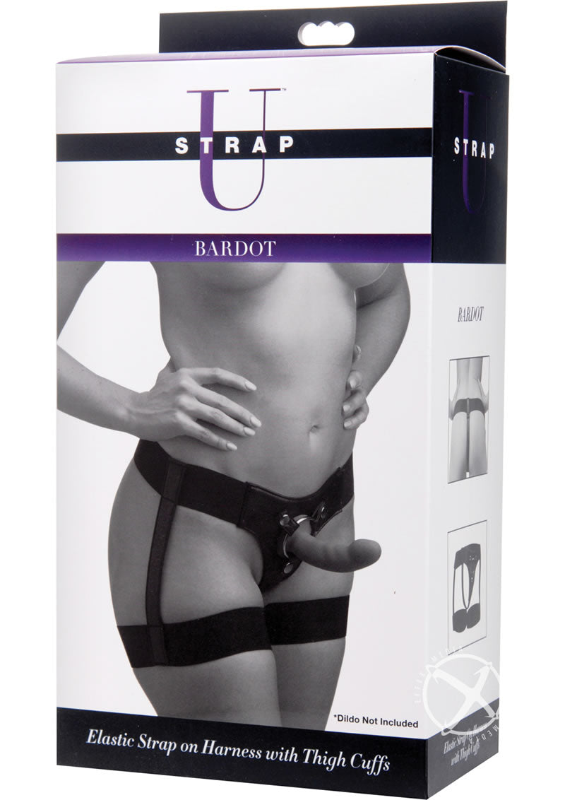 Strap U Bardot Elastic Strap-On Harness with Thigh Cuffs - Black