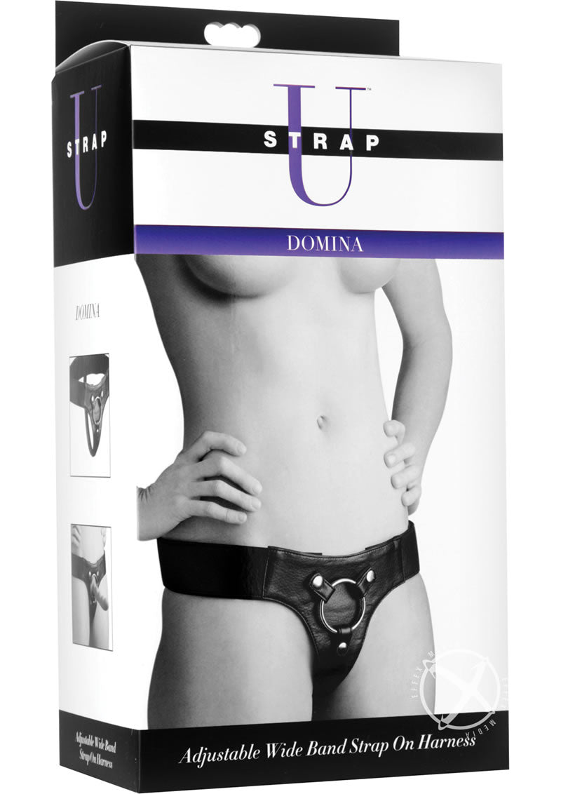 Strap U Domina Adjustable Wide Band Strap-On Harness - Black