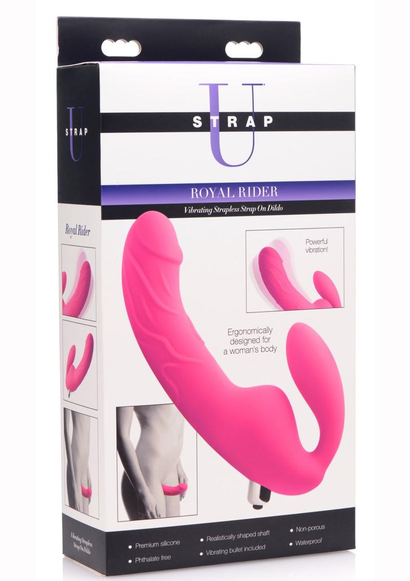 Strap U Royal Rider Vibrating Silicone Strapless Strap-On - Purple