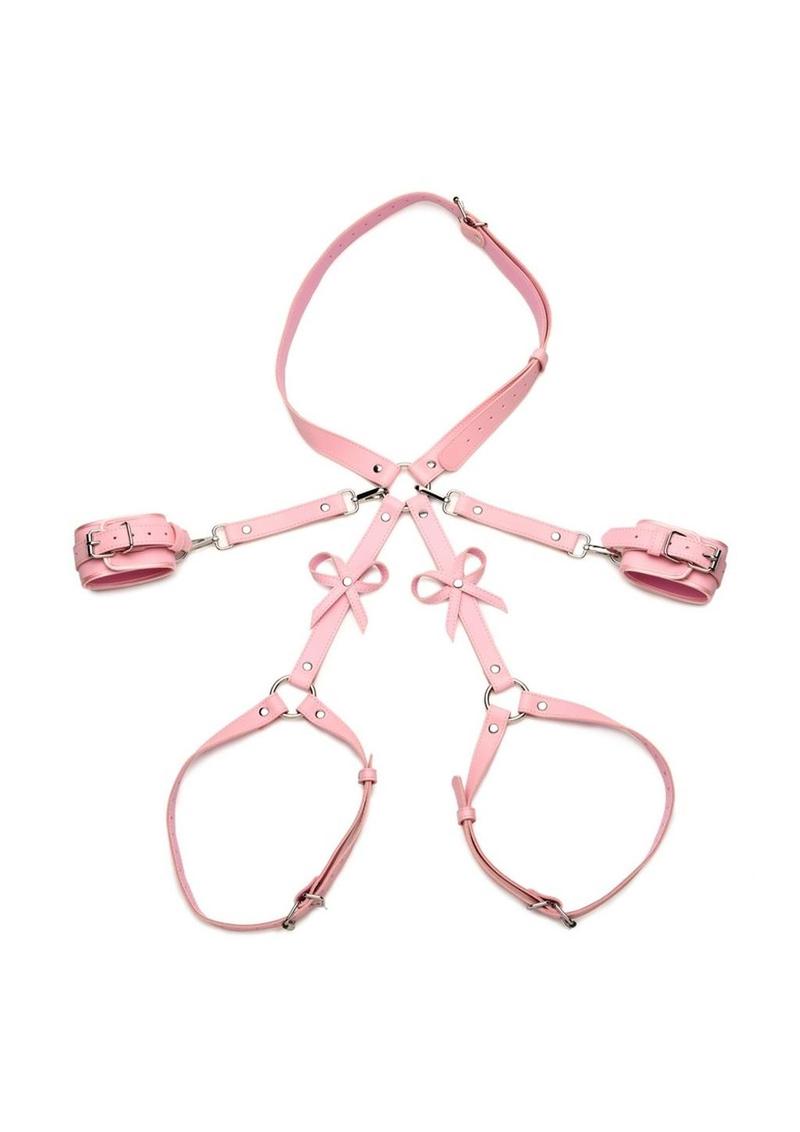 Strict Bondage Harness with Bows - Pink - Large/Medium