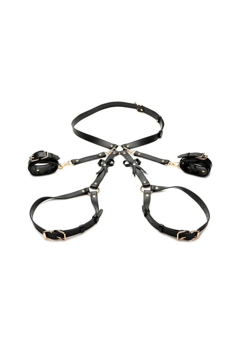 Strict Bondage Harness with Bows - Black - XLarge/XXLarge