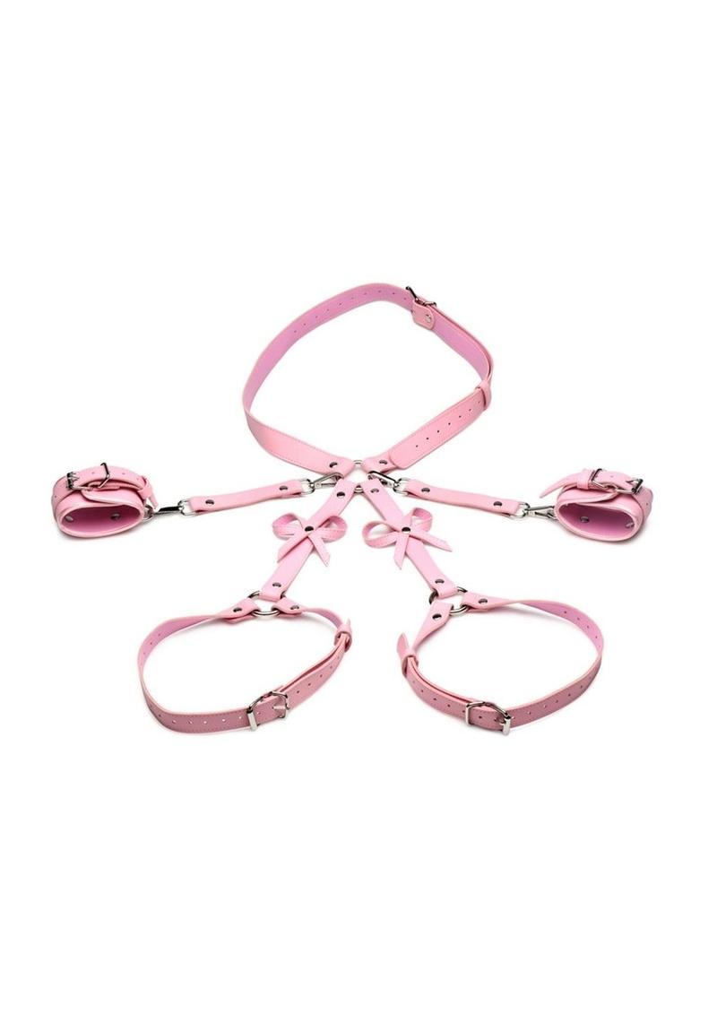 Strict Bondage Harness with Bows - Pink - XLarge/XXLarge