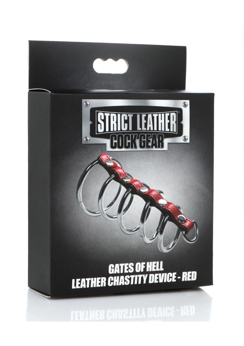 Strict Leather Cock Gear Leather and Steel Gates Of Hell - Metal/Red