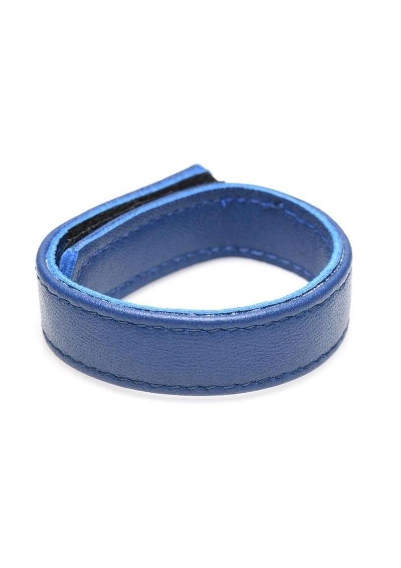 Strict Leather Cock Gear Velcro Leather Cock Ring - Blue