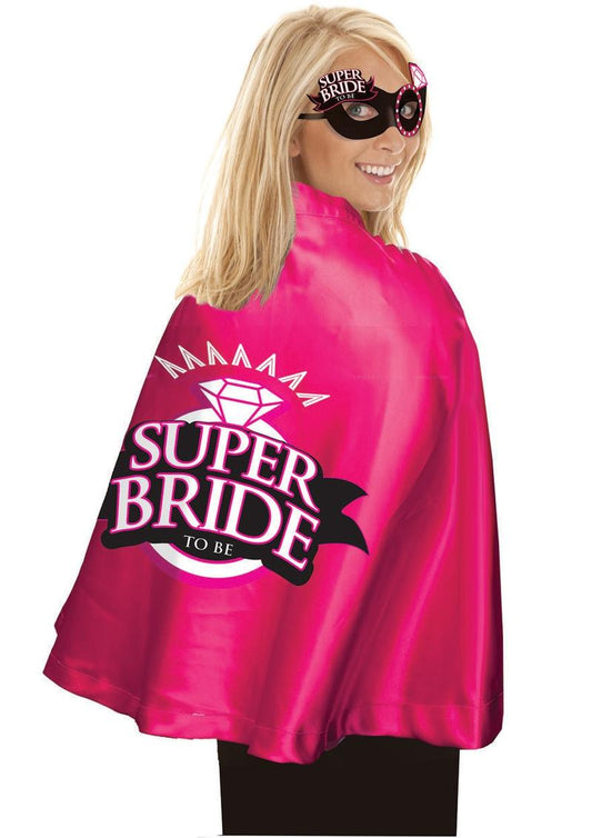 Super Bride Cape and Mask - Black/Pink - Set