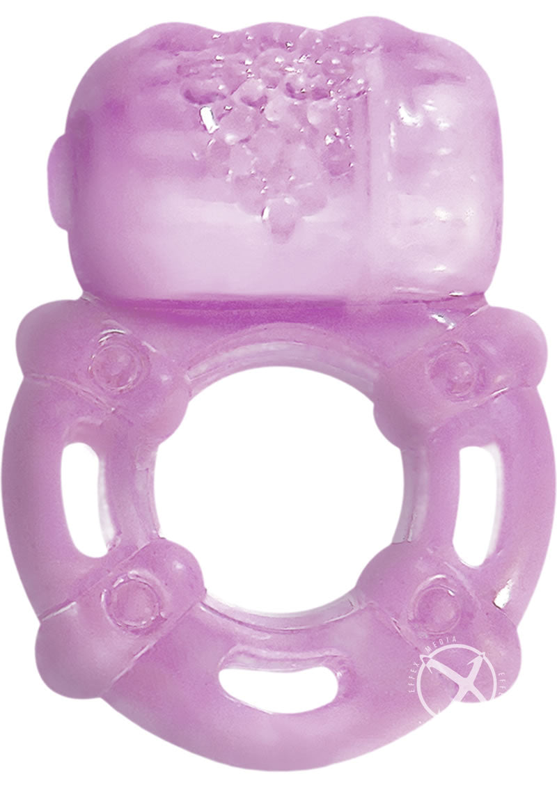 Super Stud Orgasmic Vibrating Silicone Cock Ring Waterproof - Purple