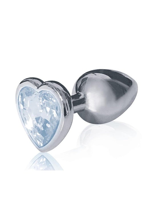 The 9's - The Silver Starter Bejeweled Heart Stainless Steel Plug - Clear/Diamond