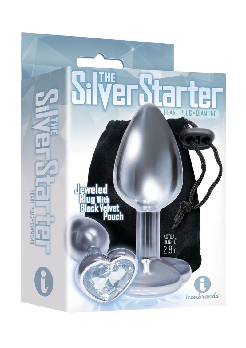The 9's - The Silver Starter Bejeweled Heart Stainless Steel Plug - Clear/Diamond
