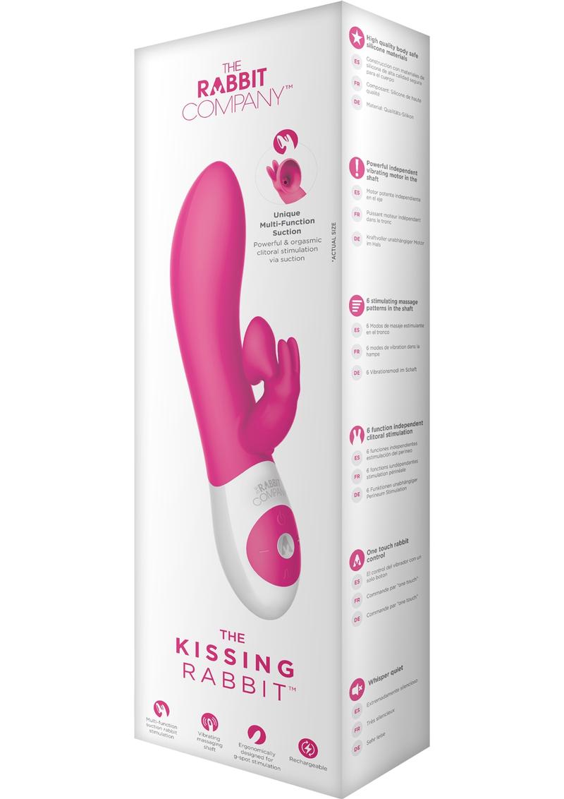 The Kissing Rabbit Rechargeable Silicone Vibrator with Clitoral Suction - Hot Pink/Pink