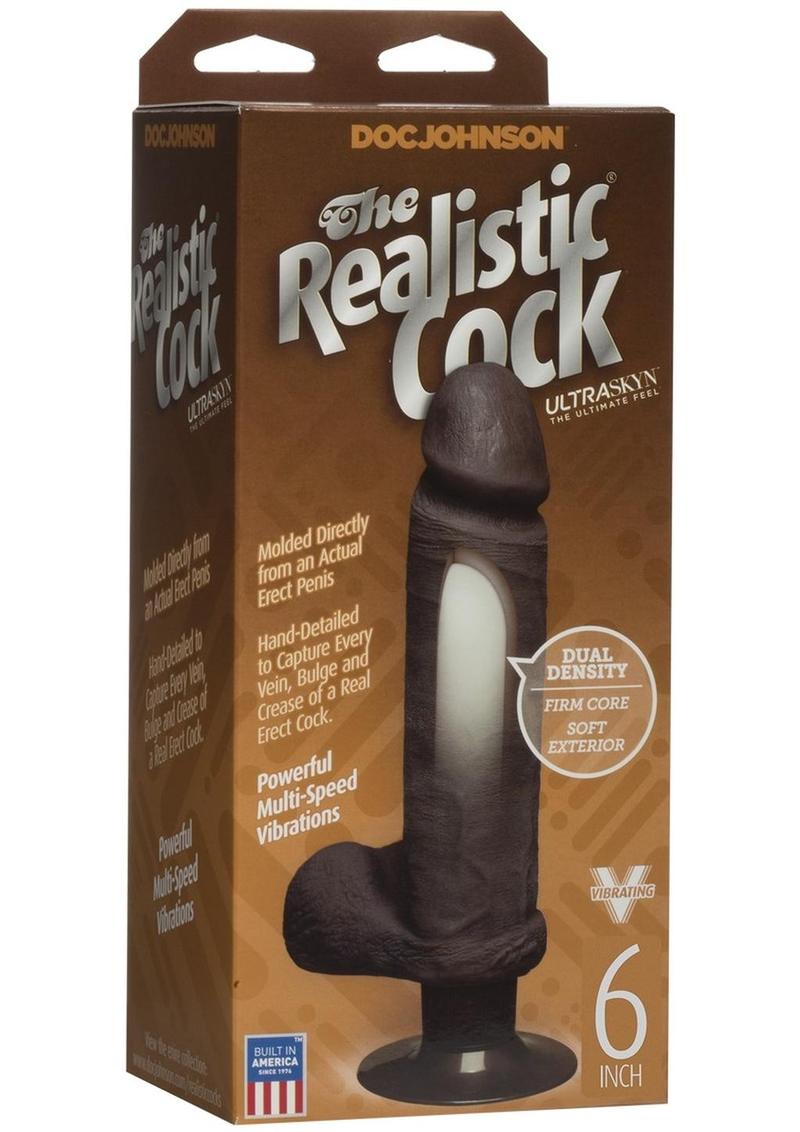 The Realistic Cock Ultraskyn Vibrating Dildo - Black - 6in