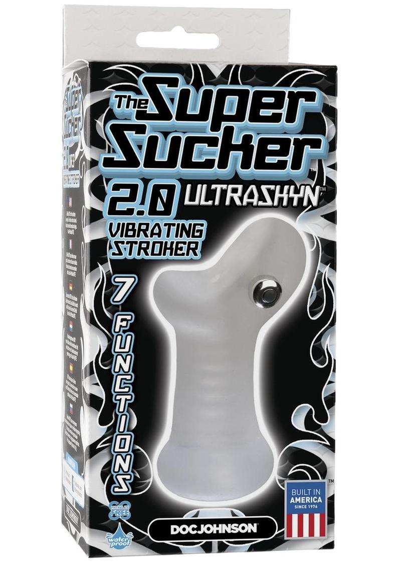 The Super Sucker 2.0 Ultraskyn Vibrating Masturbator with Bullet - Clear/White