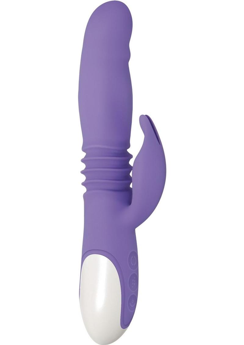 Thick and Thrust Bunny Rechargeable Silicone Rabbit Vibrator with Length Thrusting and Girth Expanding Action