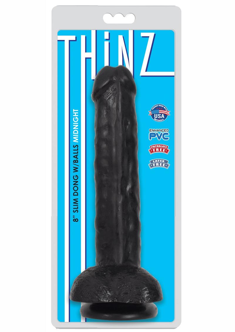 Thinz Slim Dong with Balls - Black - 8in