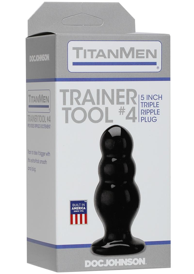 Titanmen Trainer Tool #4 Triple Ripple Anal Plug - Black - 5in