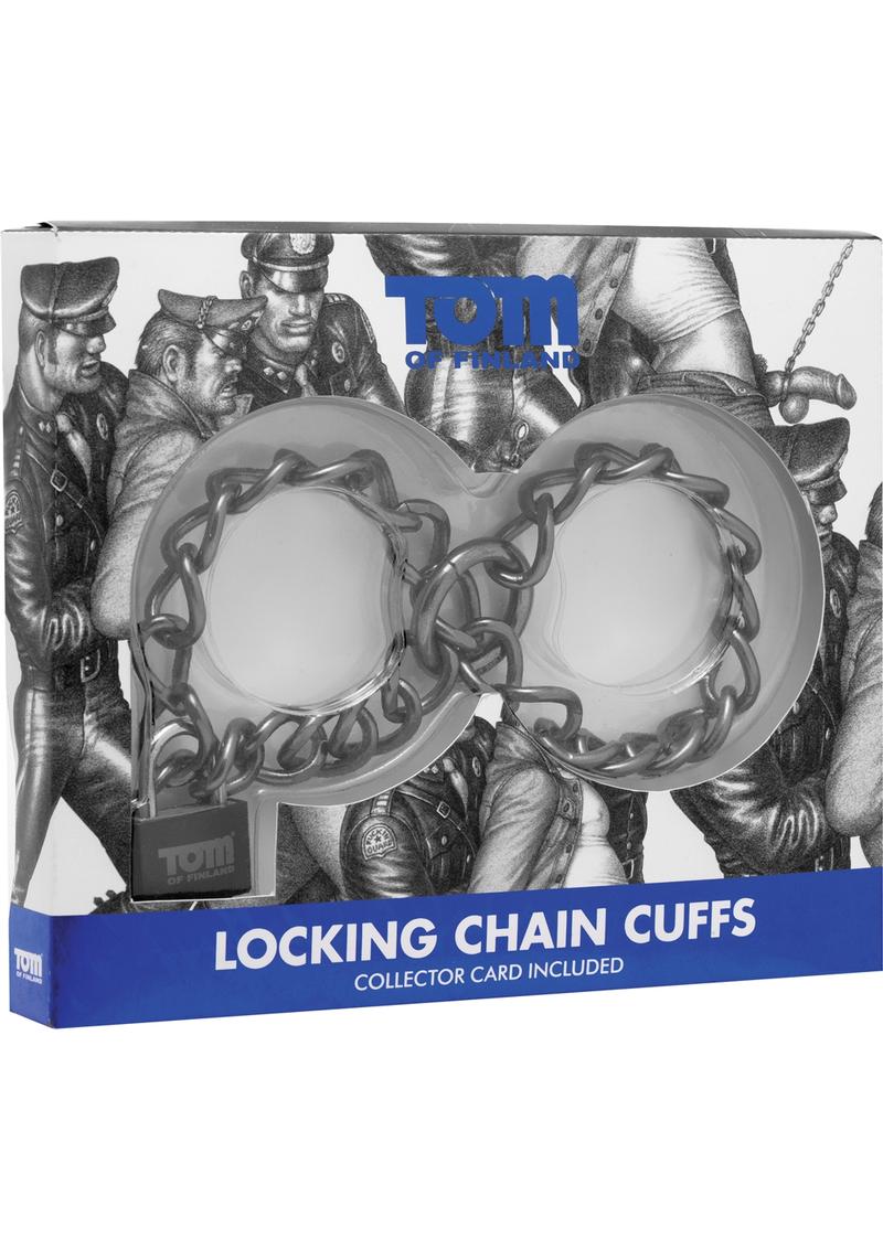Tom Of Finland Locking Chain Cuffs - Gray