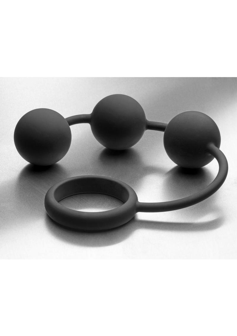 Tom Of Finland Silicone Cock Ring with 3 Weighted Balls