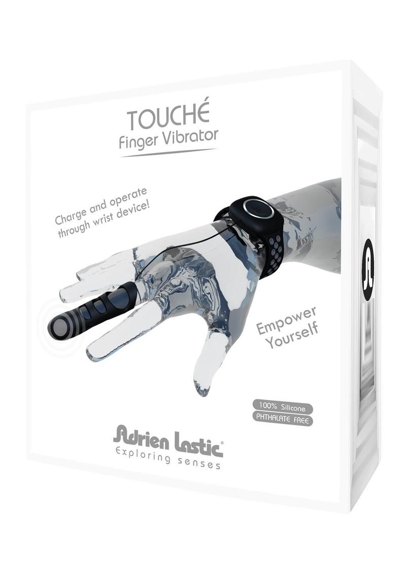 Touche L Rechargeable Silicone Finger Vibrator - Black/Gray/Grey