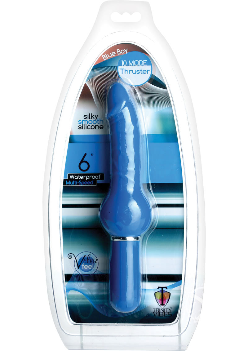 Trinity Men Blue Boy Silicone Thruster Vibrator - Blue