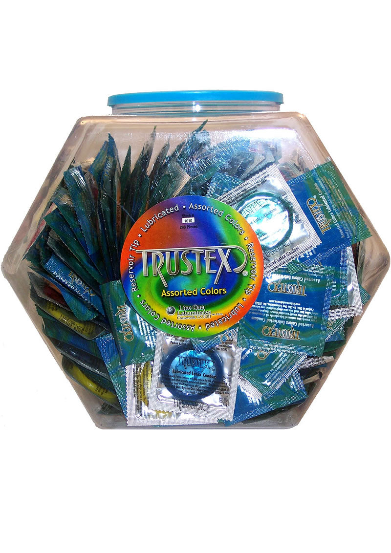 Trustex Lubricated Condoms - Assorted Colors - 288 Per Bowl