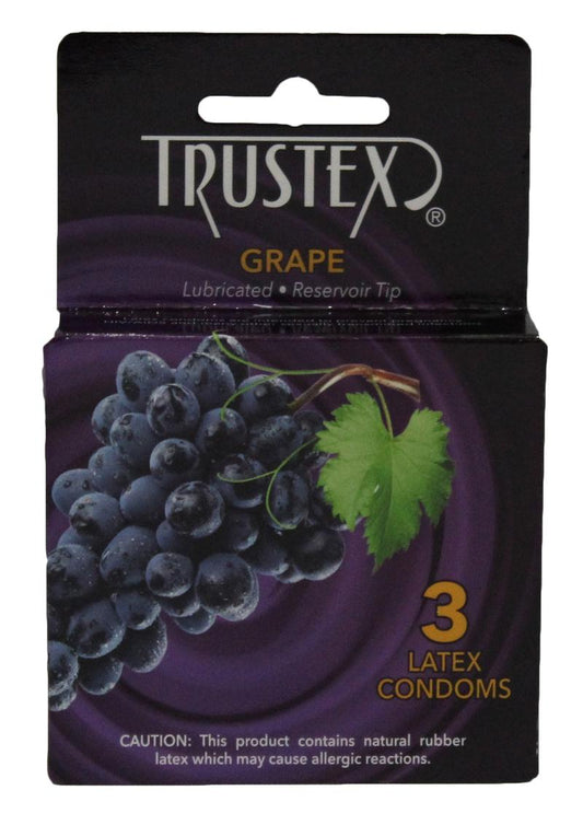 Trustex Lubricated Reservoir Tip Flavored Latex Condom Grape - 3 Per Box
