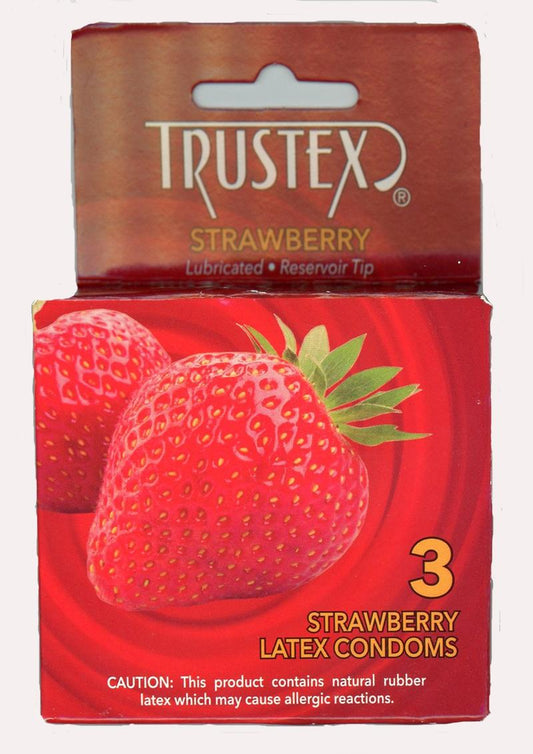 Trustex Lubricated Reservoir Tip Flavored Latex Condom Strawberry - 3 Per Box