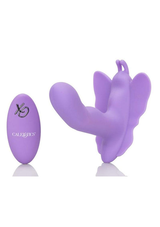 Venus Butterfly Rocking Penis Silicone Rechargeable Strap-On with Remote Control - Purple