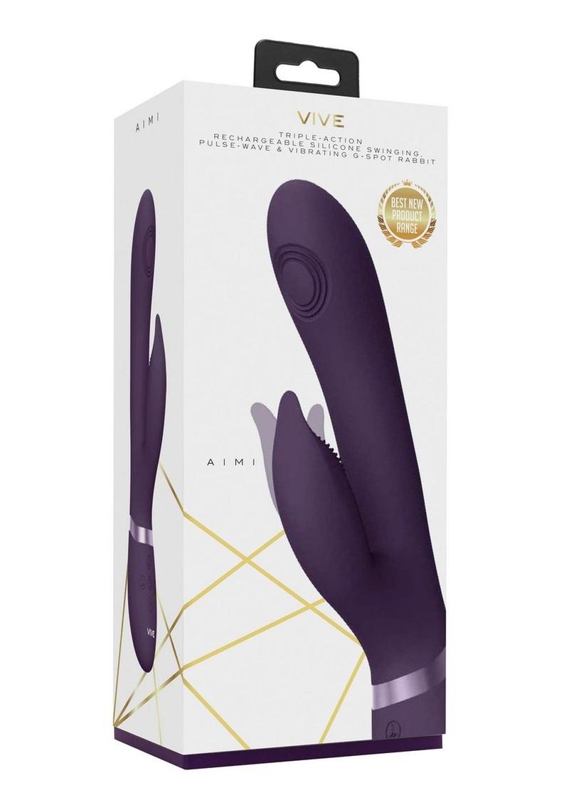 Vive Aimi Rechargeable Silicone Pulse Wave and Vibrating G-Spot Rabbit - Purple