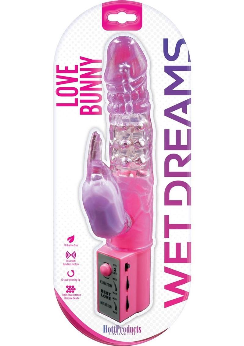 Wet Dreams Love Bunny Rabbit Vibrator Dildo - Pink - 9.5in