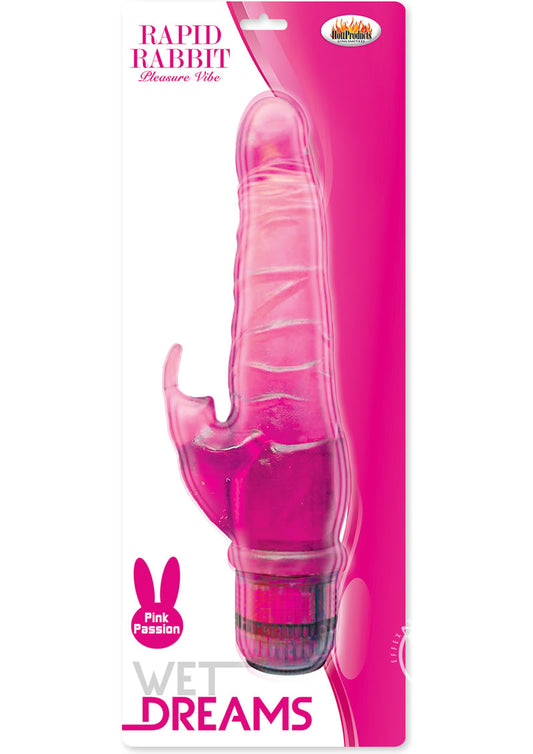 Wet Dreams Rapid Rabbit Pleasure Vibe Water Resistant Vibrator - Pink/Pink Passion
