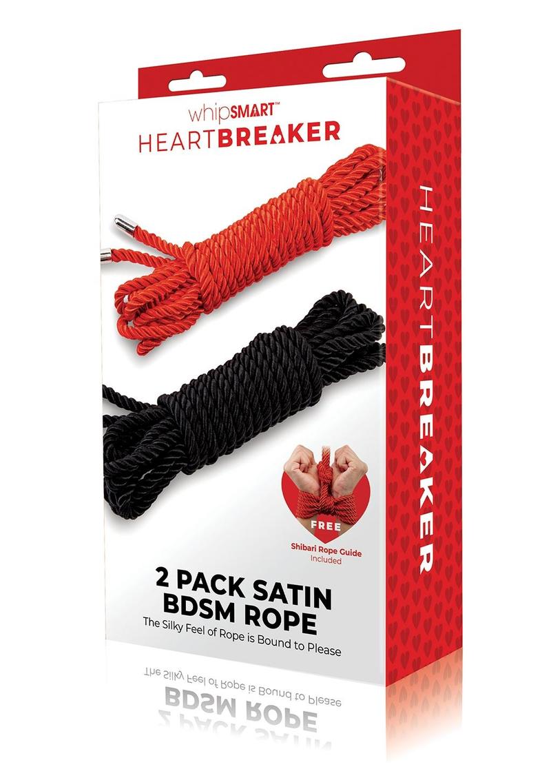 WhipSmart Heartbreaker Silky Bondage Rope - Black/Red - 2pk