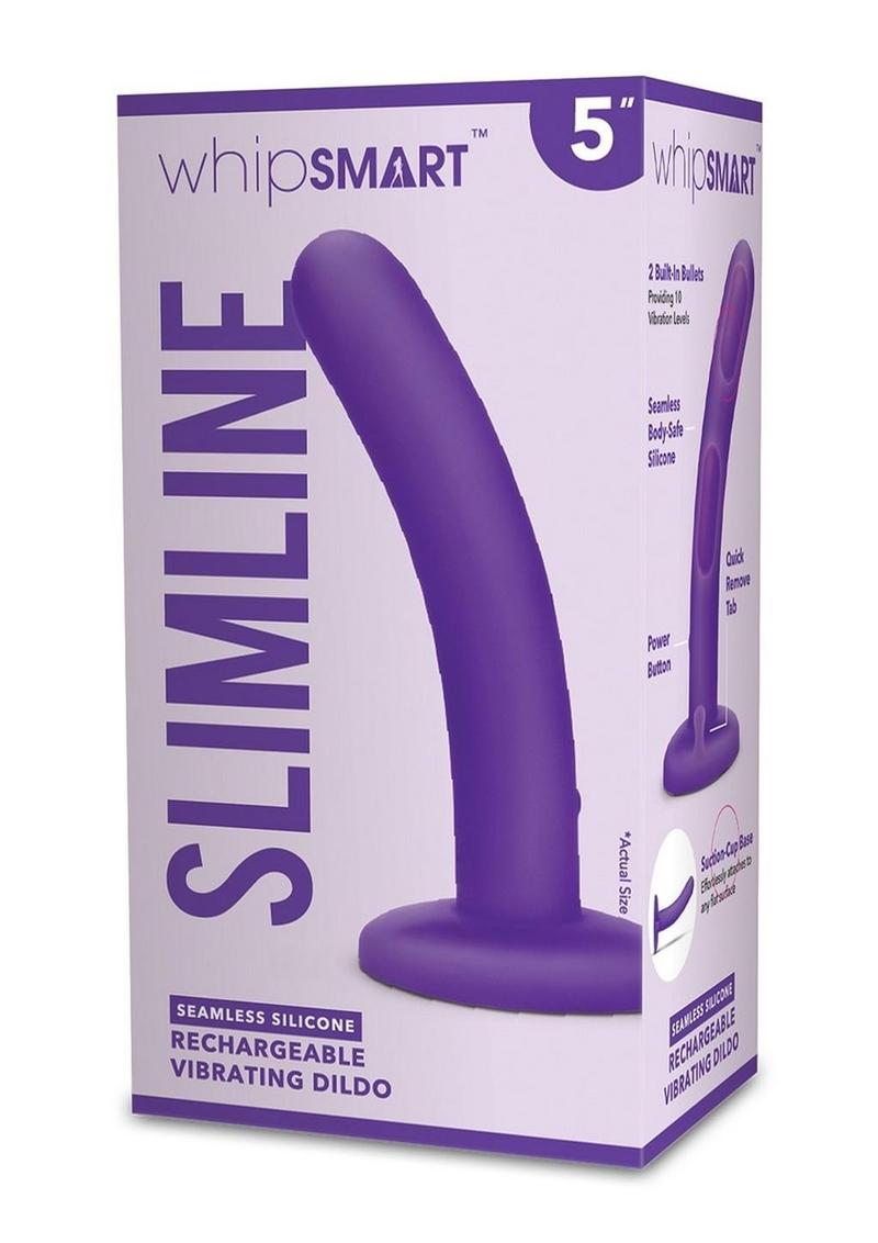 WhipSmart Rechargeable Silicone Slimline Dildo - Purple - 5in
