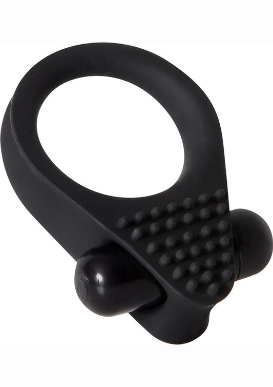 Zero Tolerance Black Knight Silicone Vibrating Textured Cockring - Black