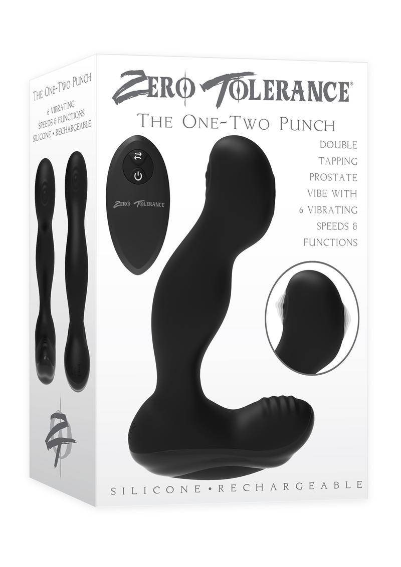 Zero Tolerance The One-Two Punch Silicone Rechargeable Prostate Massager with Remote Control - Black