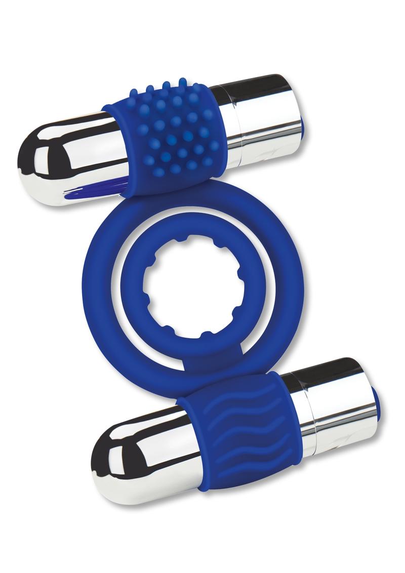 ZOLO Rechargebale Duo Vibrating C-Ring - Blue